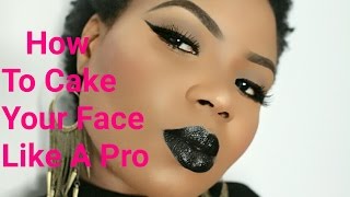HOW TO CAKE YOUR FACE LIKE A PRO/ GRWM /WINGLINER & BLACK BOLD LIP by Gggg 1,083 views 8 years ago 6 minutes, 14 seconds