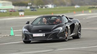 I drive the mclaren 650s spider around top gear test track!
everymanracing speedometer wasn't quite accurate. it shows managed
125mph on the...