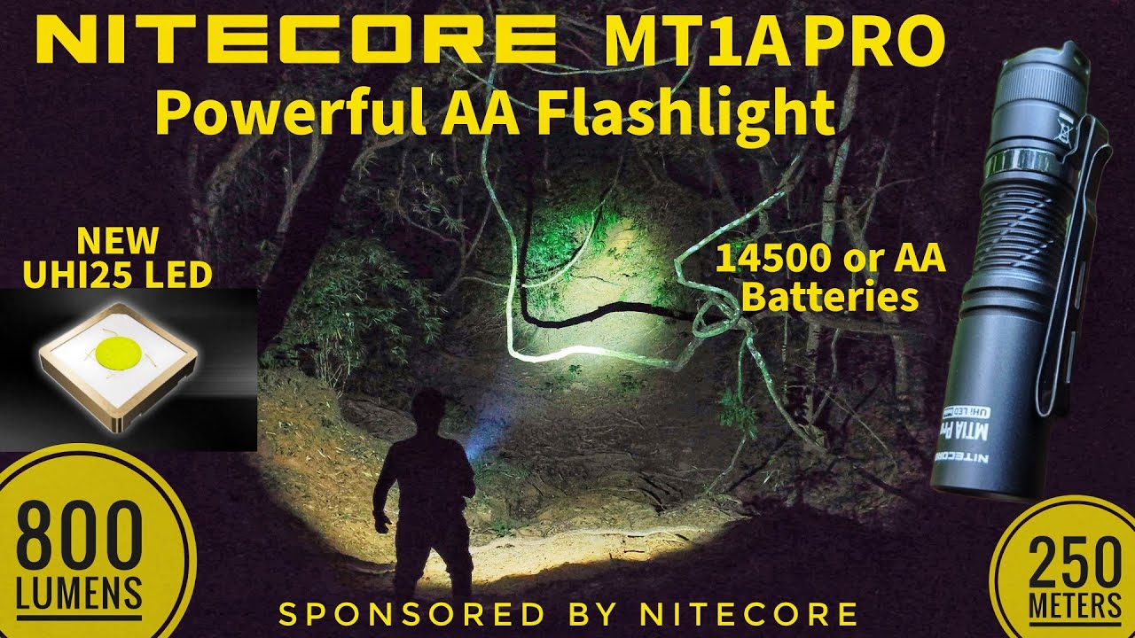 Lampe Torche Nitecore MT1A PRO Rechargeable 800 Lumens - Compacte, Puissante, Sur Piles AA