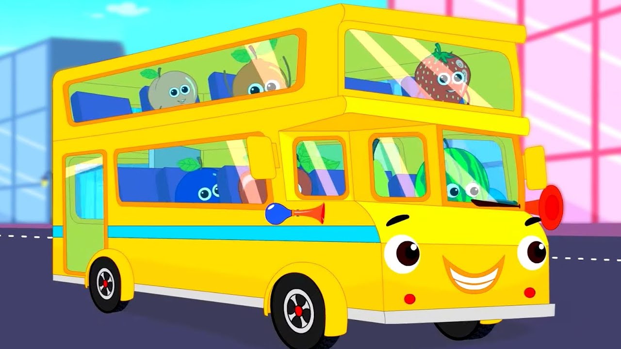 Wheels On The Bus Double Decker Nursery Rhyme & Vehicle Song for Kids