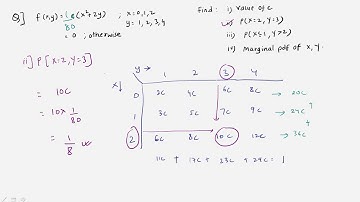 2D Discrete Random Variable - ( FIND: c, probability and marginal pdf example )
