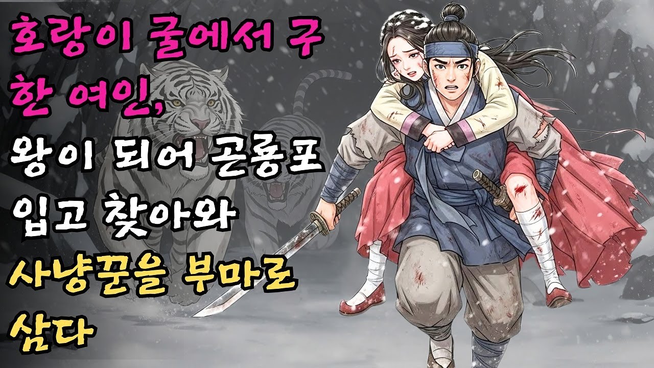 호랑이 굴에서 구해준 여인이 며칠 뒤 곤룡포를 입은 왕과 함께 가마를 타고 산골 오두막을 찾아와 사냥꾼에게 큰절을 올리고 부마로 삼은 인생 역전 #야담 #민담 #전설 #설화