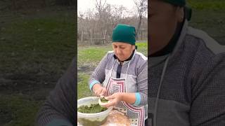Homemade Greens Dumplings 🥟 with Sweet Grandma 👵🏻 #dumplings #grandma #green #village #cooking