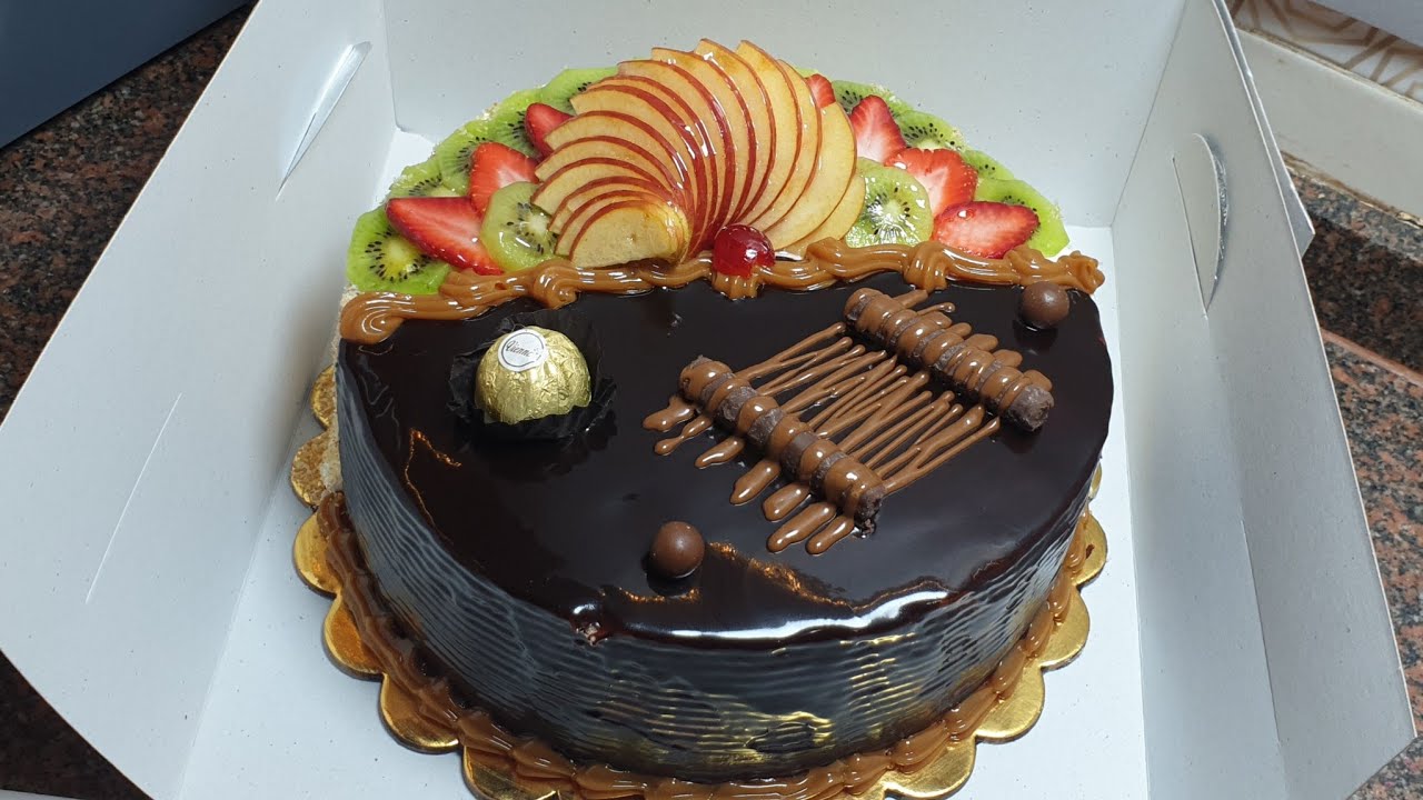 تورتة نص فاكهة ونص شيكولاتة طريقة تقطيع الفاكهة❗وحفظها من غير ماتغير شكلها ولا لمعتها