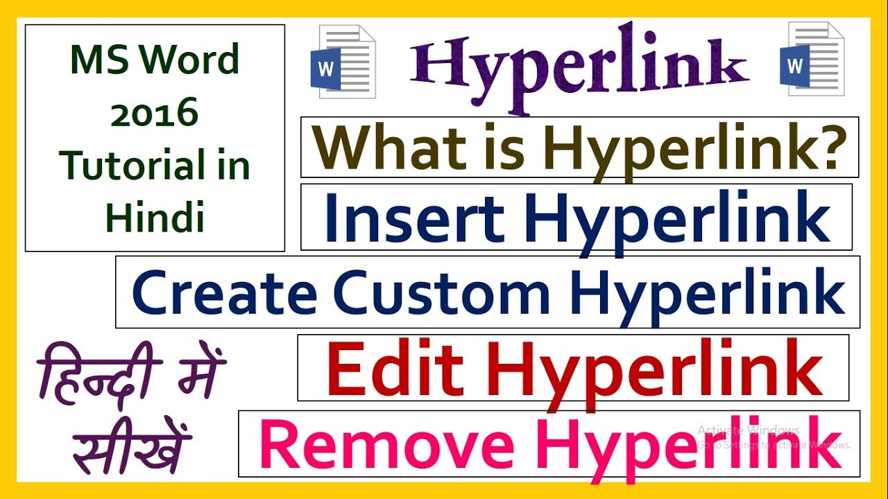What is Hyperlink | Insert Hyperlink | Edit | Remove Hyperlink in MS Word 2016 in Hindi | Part-95 What is Hyperlink | Insert Hyperlink | Edit | Remove Hyperlink in MS Word 2016 in Hindi | Part-95