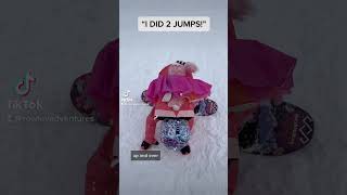 Her Stoke For Doing 2 Jumps While Snowboarding
