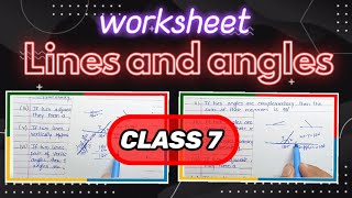 Class 7 Maths Lines and Angles Worksheet in Hindi| Full Chapter Lines and Angles