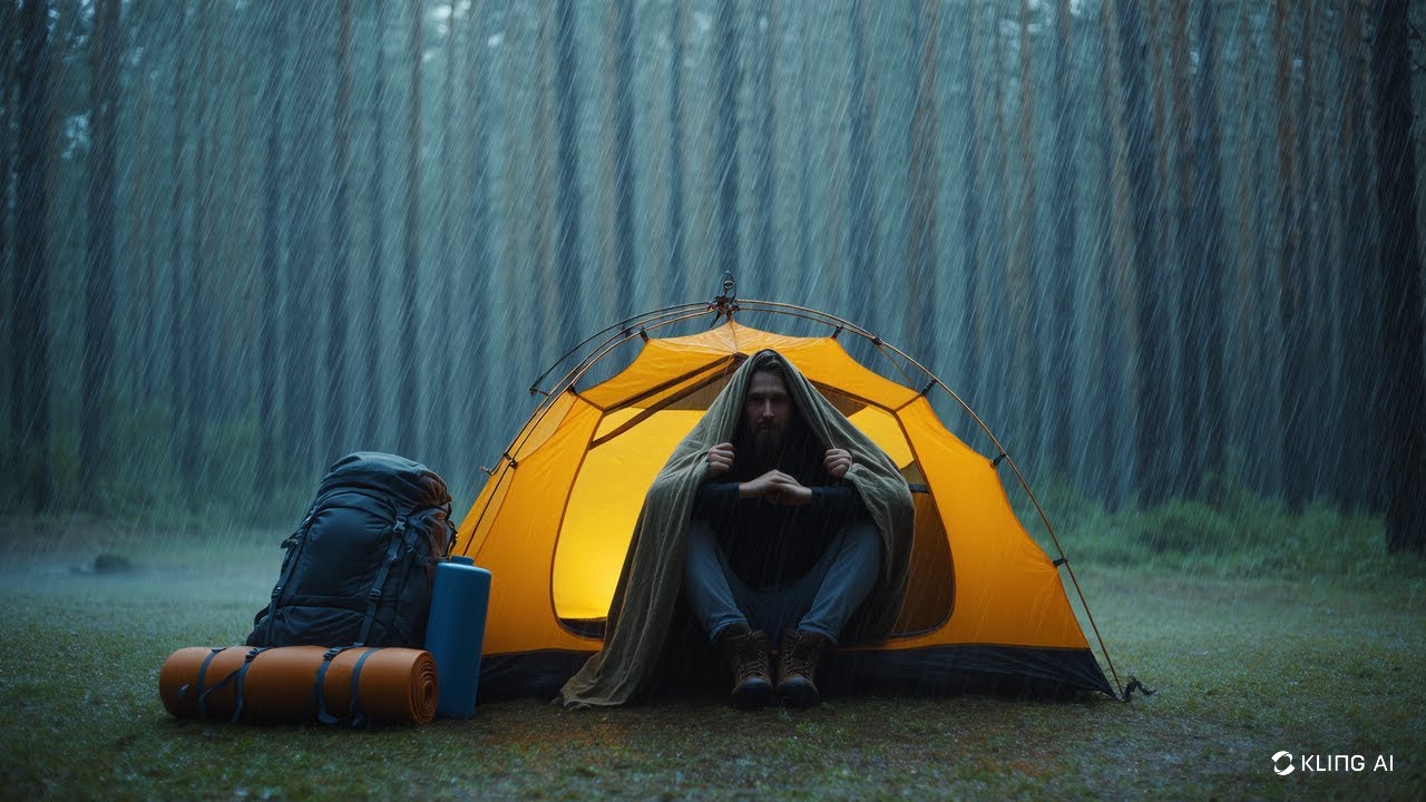 SOLO CAMPING HEAVY RAIN - BUILD SHELTER IN LONG HEAVY RAIN - ASMR 464 ...