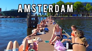 🌞Amsterdam Swimming/Beach Season in the City Center 4K Walk June 2023