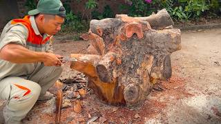 20-Year-Old Carpenter's Incredible Creation: See What He Made With A Large Forgotten Tree Stump