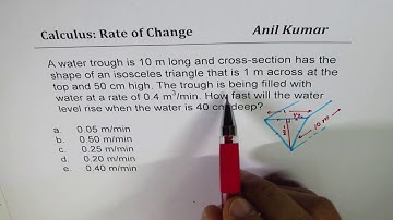 Rate of change of height of water in Isosceles Triangle Trough