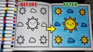 Cute Sun Coloring Transformation ☀️🎨 | Before vs After Magic! ✨ Cute Sun Coloring Transformation ☀️🎨 | Before vs After Magic! ✨