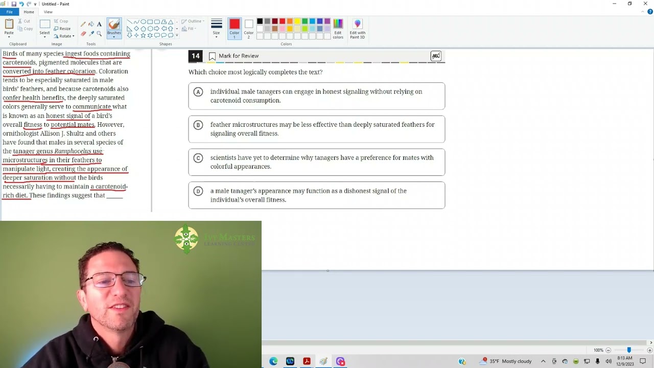 Digital SAT practice test 1, module 2, number 14, harder set, reading and writing short
