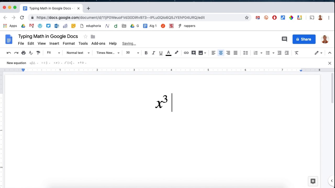 Typing Exponents in Google Docs