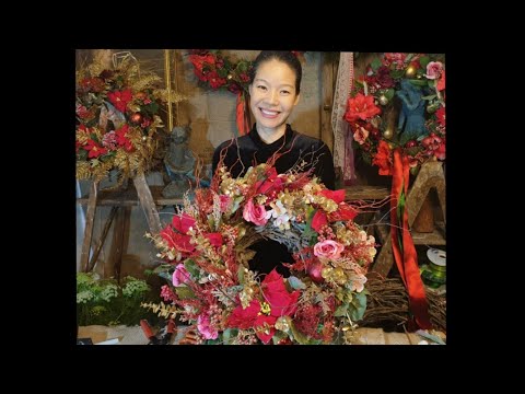 Christmas wreath  Christmas decoration wreath workshop 크리스마스 리스 만들기 크리스마스 장식 포인세티아 영국 플로리스트