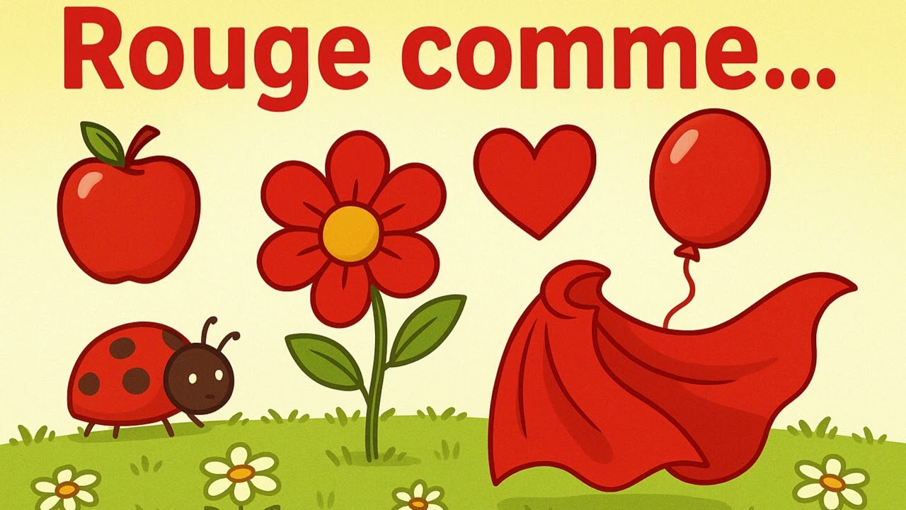 Rouge comme… ❤️ Chanson joyeuse pour enfants sur la couleur rouge | Sans Publicité