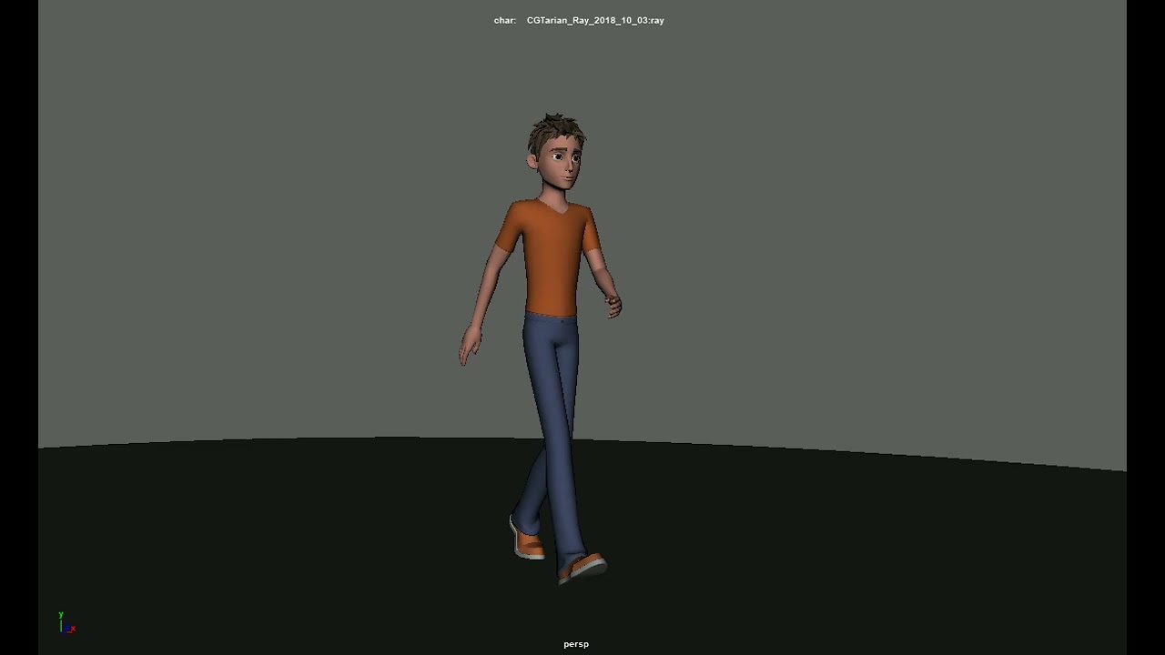Maya Basic Ray character Side Walk Animation
