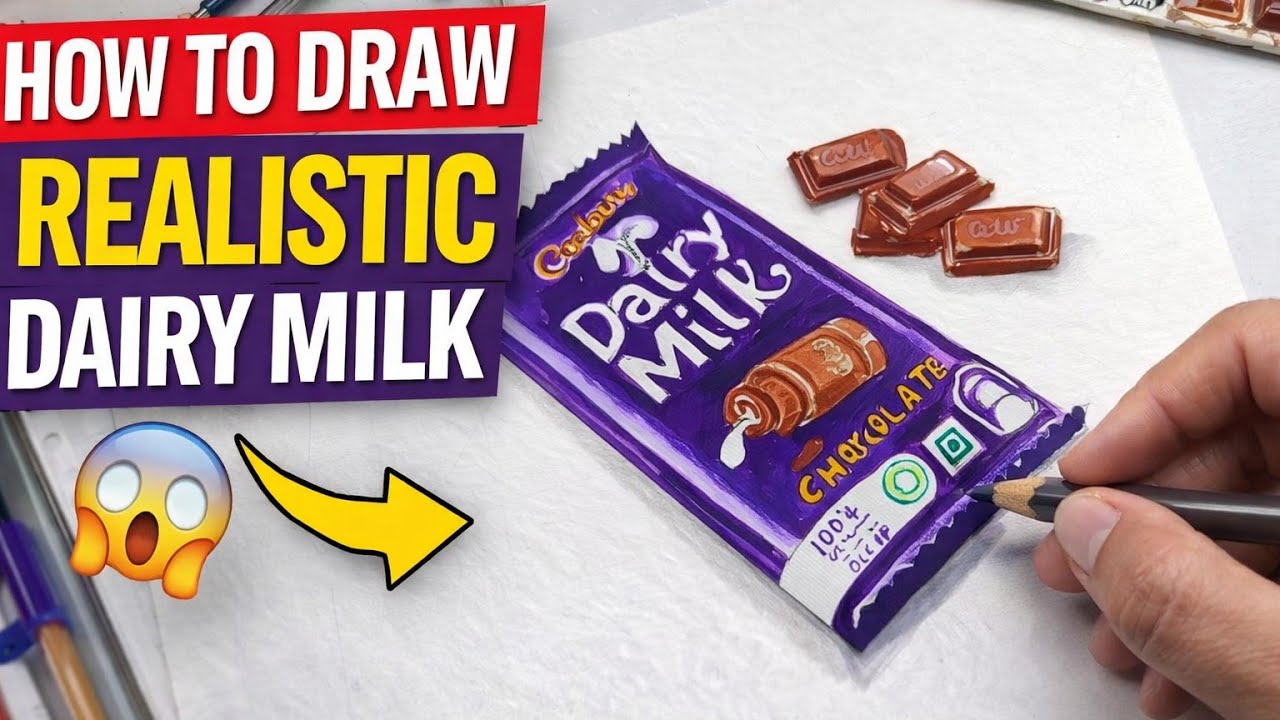 Realistic 3D Dairy Milk Chocolate Drawing 🎨🍫 | 3D Art