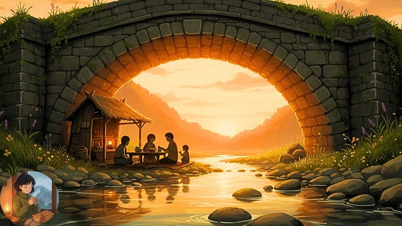 Cozy Life Under an Old Stone Bridge ASMR (No Talking) – River, Cooking & Slow Living | Ghibli Style