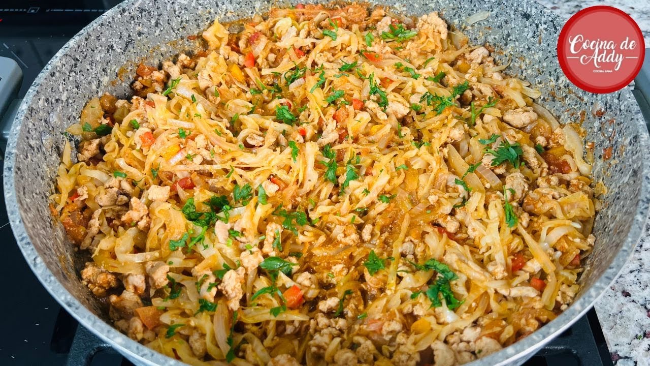 En 20 minutos GUISADO DE COL Y CARNE. Baja Colesterol, Estreñimiento P/Diabetes, Dieta.CARNE POLACA.