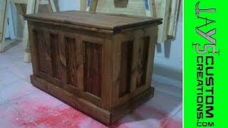 http://jayscustomcreations.com/2013/03/13/pocket-hole-blanket-chest/ Build a pocket hole blanket chest with me. Get the look of a 