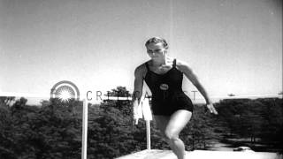 Paul Jean Meyers wins the Women's National AAU diving championship in Topeka, Kan...HD Stock Footage