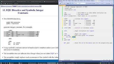 7.14 EQU Directive and Integer Constants