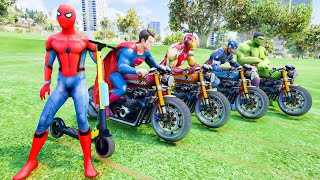 SUPERHEROES ON A MOTORCYCLE WITH SPIDER-MAN - RIDING A SCOOTER IN RATON CANYON