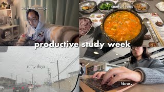 Productive Study Vlog | waking up at 4 am, rainy days, realistic school week, stressed junior in HS
