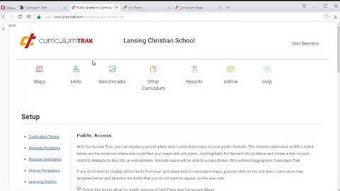 Admin Tools - Public Access of Curriculum Trak Content