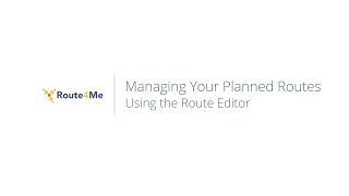 Using the Route Editor Profile