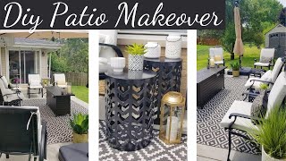 DIY PATIO MAKEOVER ON A BUDGET!! | Black \& White Patio Ideas | Outdoor Decorating Ideas!!!