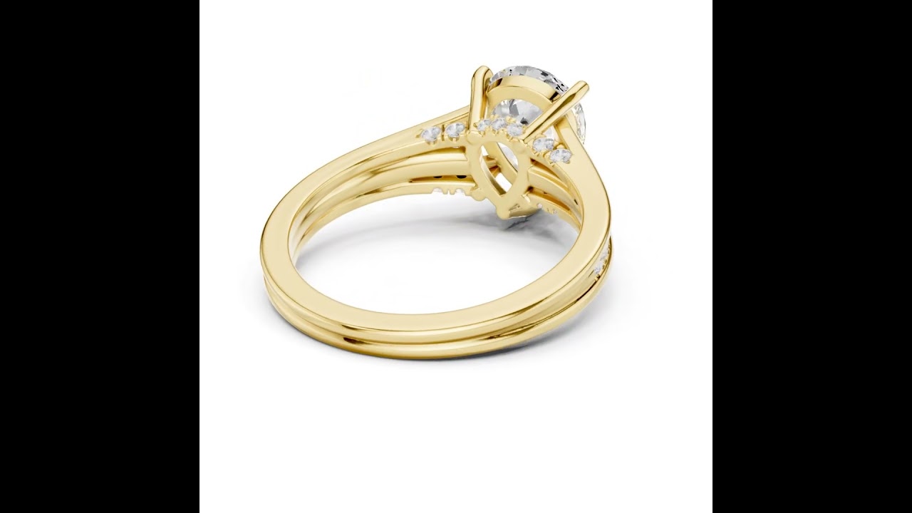 Pear Cut split shank Band With Hidden Halo Diamond Engagement Ring