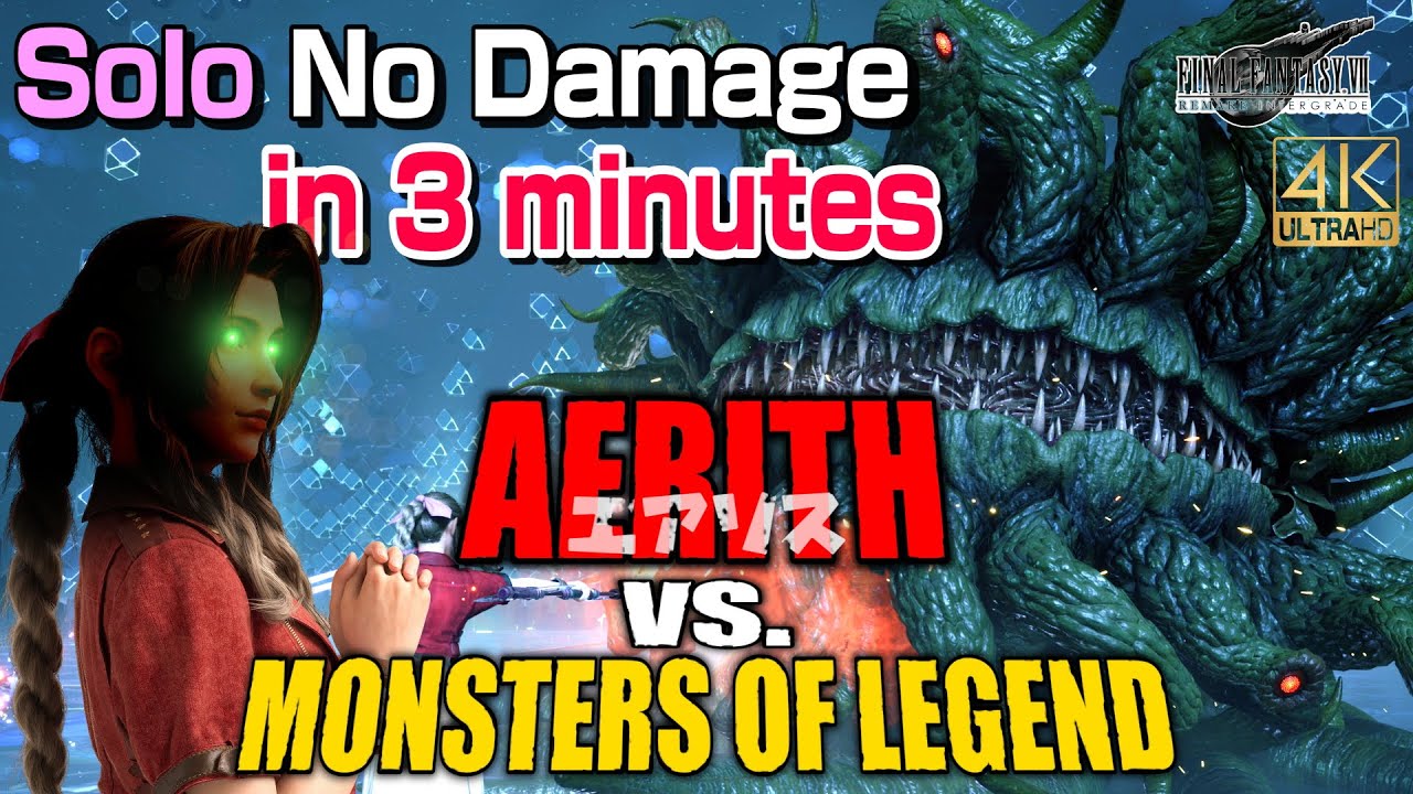FF7R Aerith Solo No damage Monsters of Legend in 3 minutes - Final Fantasy VII Remake Intergrade