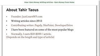 Free Writing Tutorial - How To Make a Living Writing Articles - Make Money