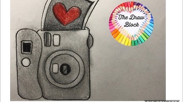 How to draw a easy Polaroid camera. Pencil sketch drawing. Simple, step by step.