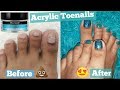 FOOT TRANSFORMATION !How I extend my short Toenails using Acrylic without TIP !! [ PEDICURE at Home]