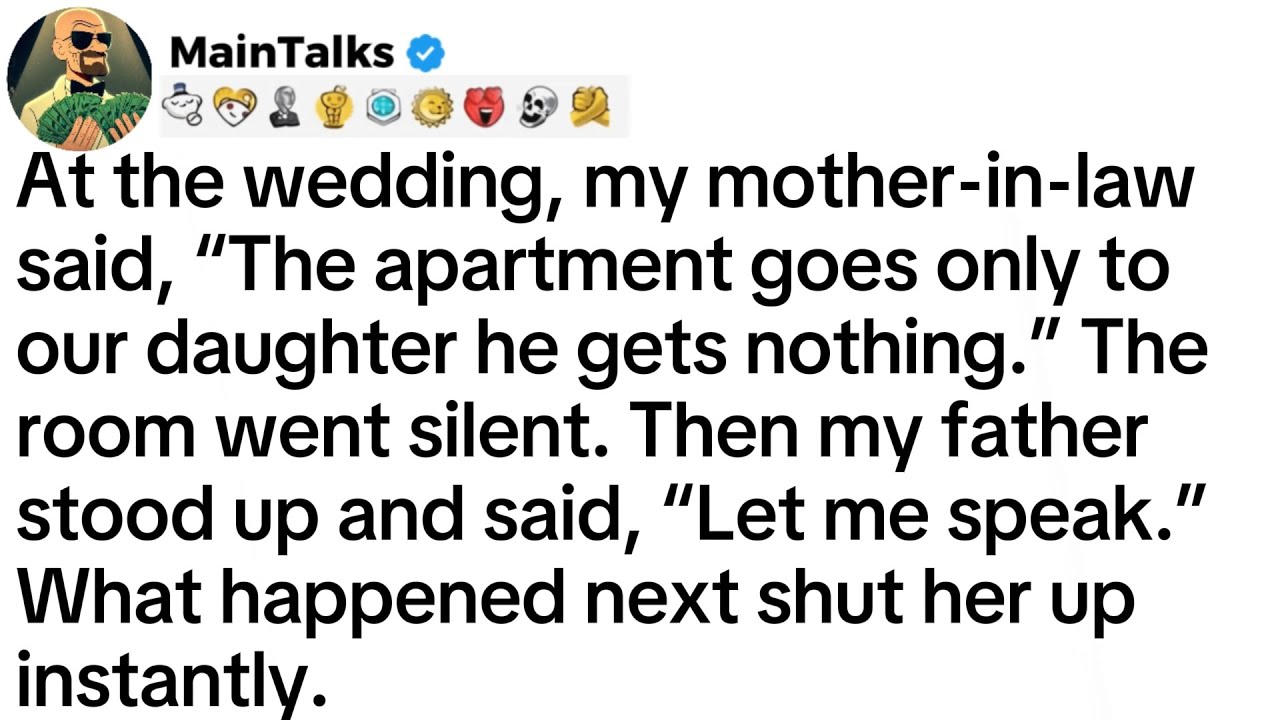 At the wedding, my mother-in-law said, “The apartment goes only to our daughter he gets...