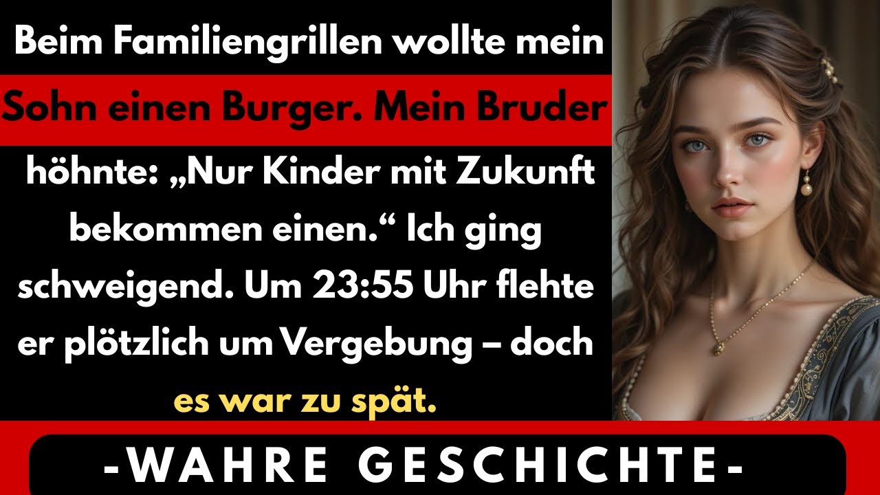 „Die Burger sind nur für Kinder mit Zukunft“, sagte mein Bruder laut genug für die ganze Familie – und sah dabei meinen siebenjährigen Sohn an, der hungrig neben mir stand. Niemand widersprach....