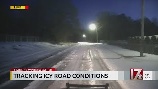 Snow-covered central NC roads becoming ice Sunday night