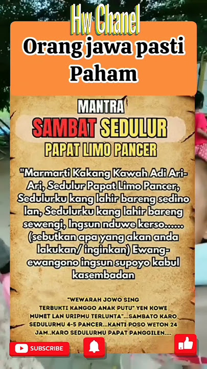 ORANG JAWA PASTI PAHAM MANTRA SAMBAT SEDULUR PAPAT...#weton #primbonjawa #primbon