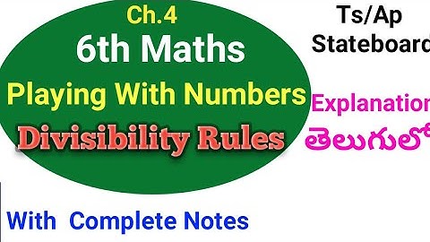 6thclassMath Chapter-3 Playing With Numbers Divisibility Rules.#Ts #Ap Stateboard.By Learn with gbr