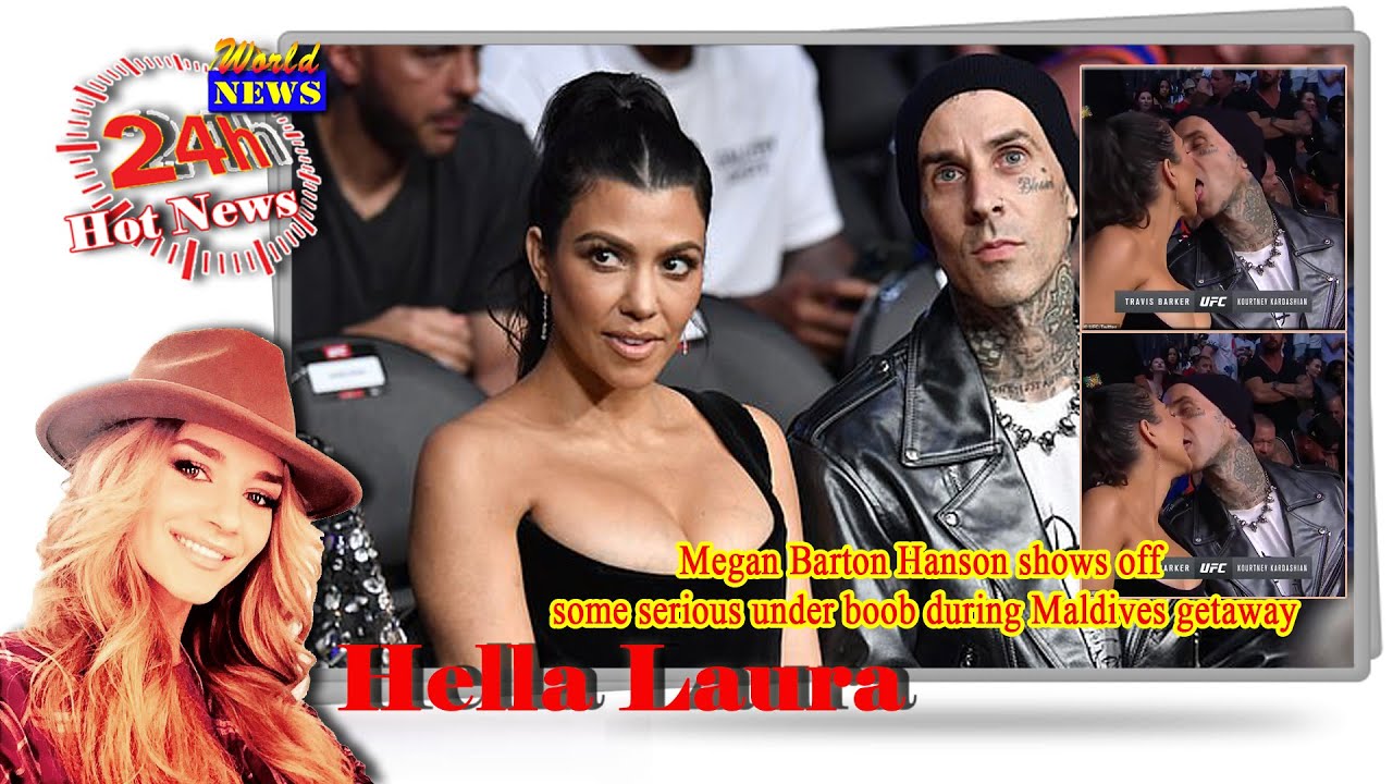 Kourtney Kardashian and Travis Barker all tongues at UFC 264 fight