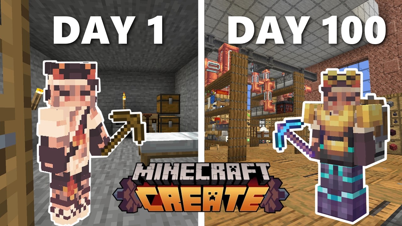 I Spent 100 DAYS In The Create Mod!! (Ep. 1-15) - YouTube