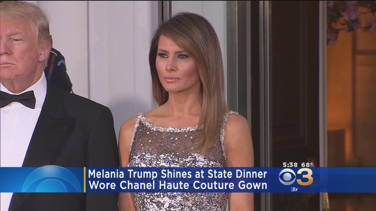 Melania Trump Shines At State Dinner, Wearing Chanel Haute Couture Gown Melania Trump Shines At State Dinner, Wearing Chanel Haute Couture Gown