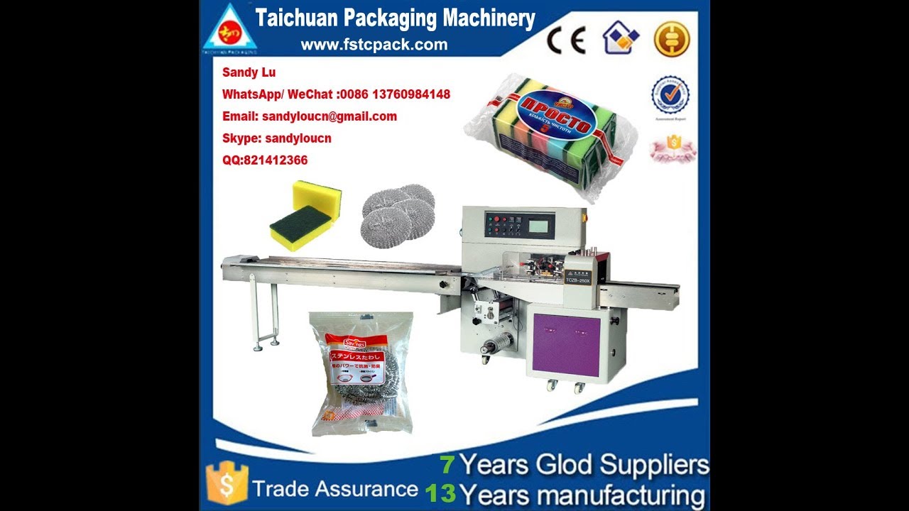 Scourer packaging machine , sponge wrapping machine with no product no bag device