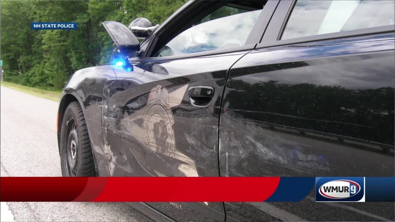 Trooper taken to hospital after cruiser struck - YouTube