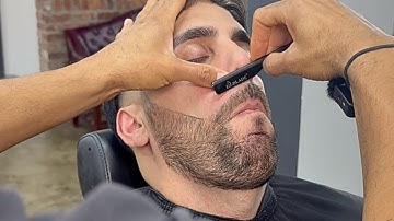ASMR Beard Line-Up with Straight Razor | Crisp Lines