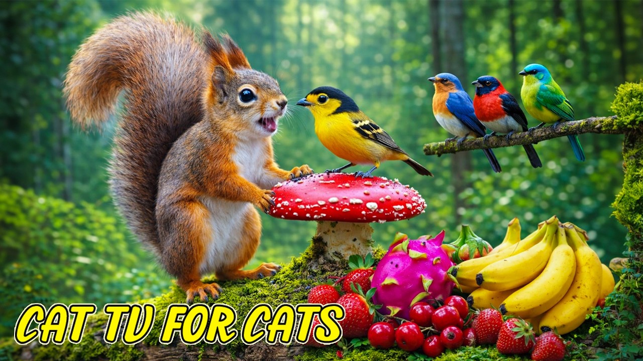 Peaceful Forest Life 🍉🐿️ Squirrels Eating Fruit with Birds | 4K