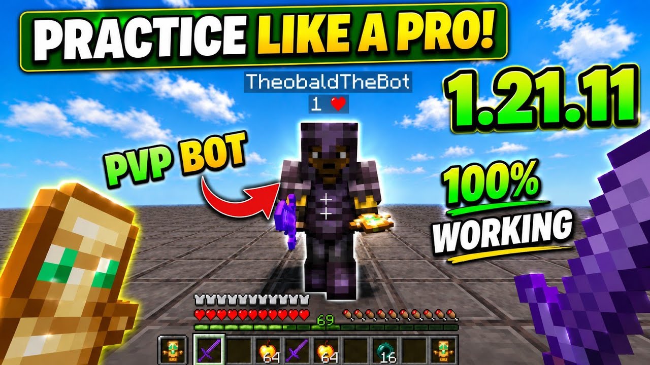 How add PVP BOT Practice Map for Mojo Launcher 🤯 | Minecraft Java 1.21. ...